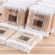500pcs Double Head Wood Cotton Swab Nose Ears Cleaning Women Makeup Tools Lipstik Cotton Buds Tip Sticks Bastoncillos Oidos